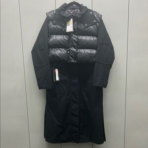 **RARE** Nike Black Trench Coat with Quilted Puffer Design